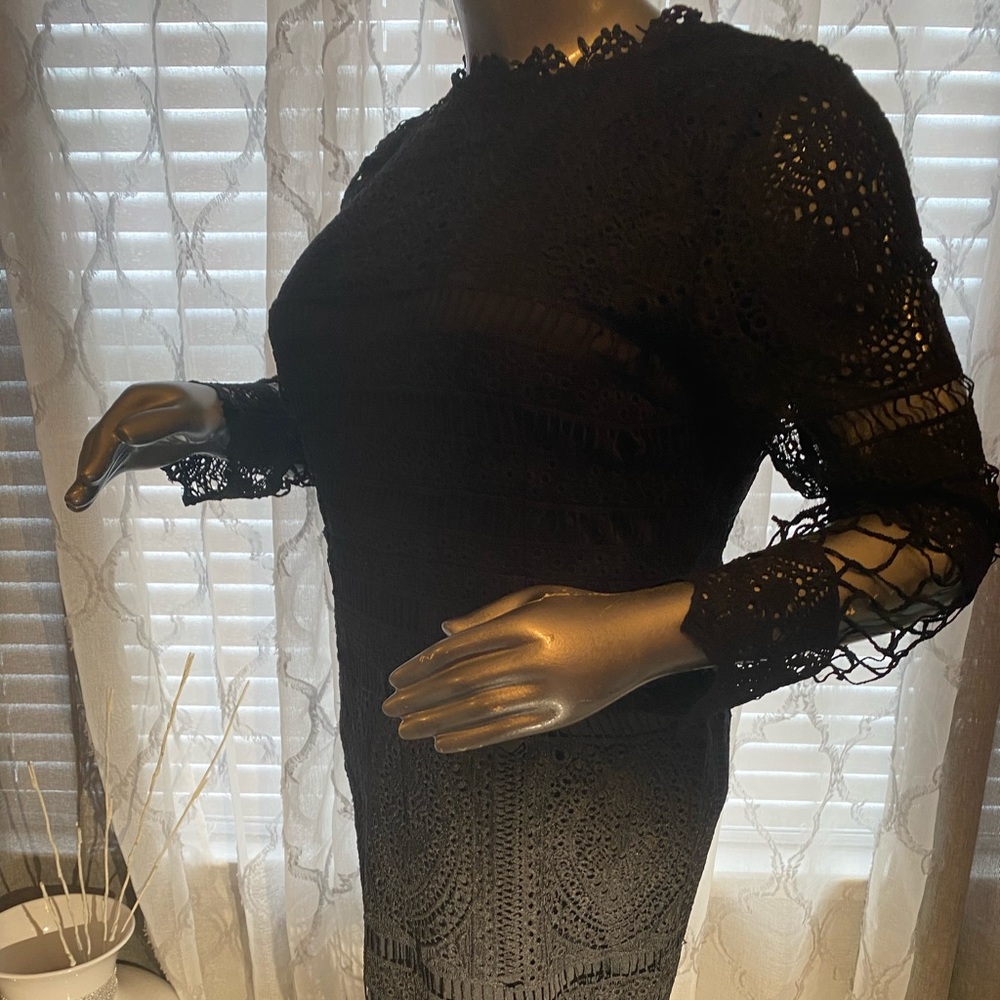 Black Boohoo Lace Panelled Dress